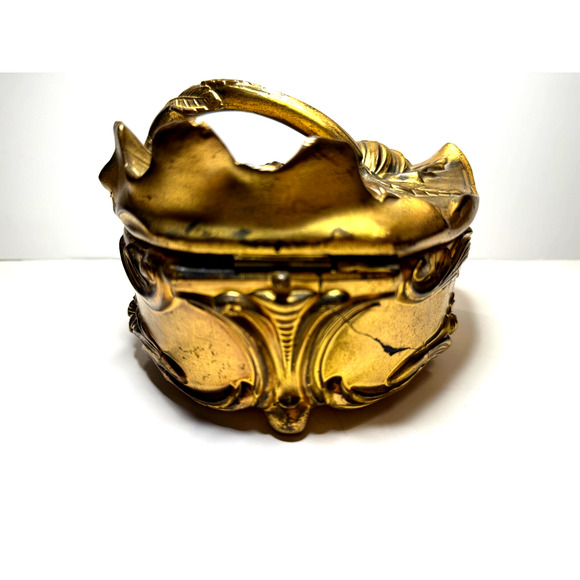 Antique Benedict 923 Trinket Box Jewelry Art Noveau Gilt Bronze Casket *Defect - Picture 5 of 13